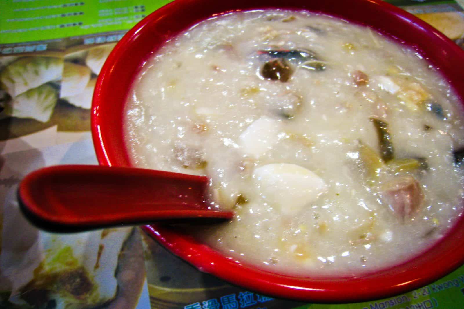 Congee with salt and preserved egg