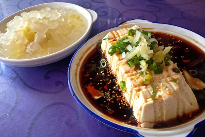 Tofu and Aloe Vera, traditional chinese food