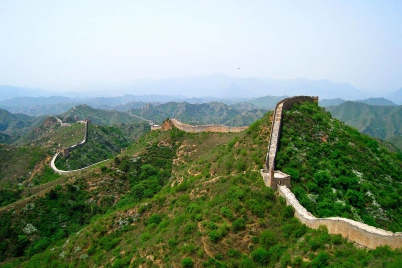 The Great Wall of China, set amongst the mountains