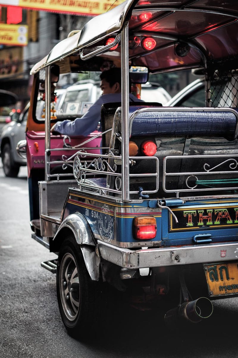 Riding in a tuk-tuk in Thailand