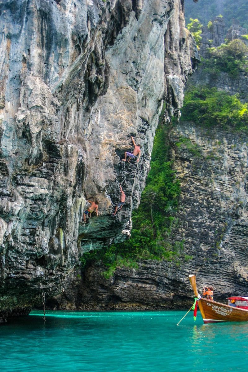 Deep Water Solo Rock Climbing in Railay