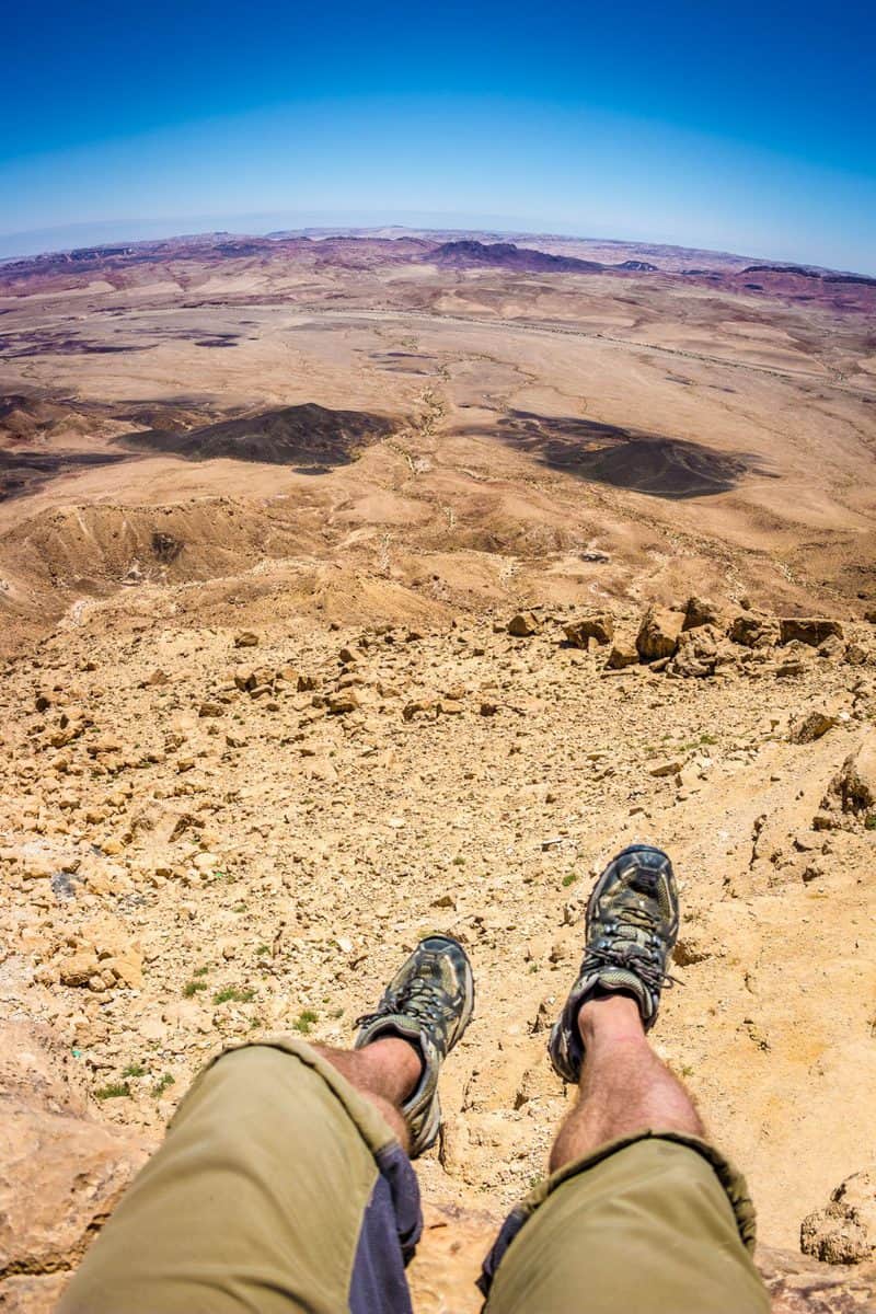 Hanging off the edge of the Ramon Crater