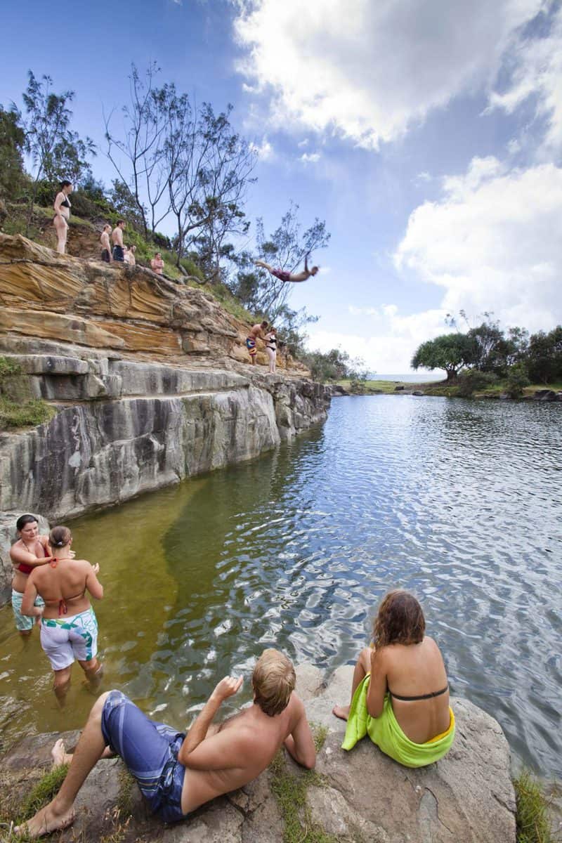 Cliff jumping in Yamba, Australia