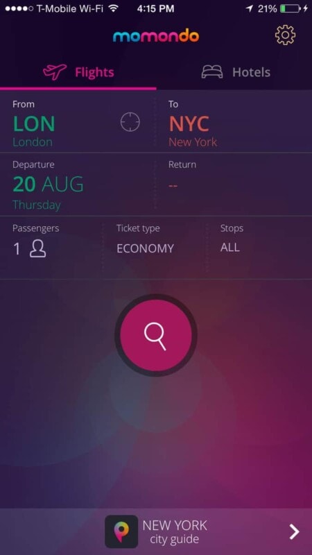 momondo is another one of the best travel apps for booking flights
