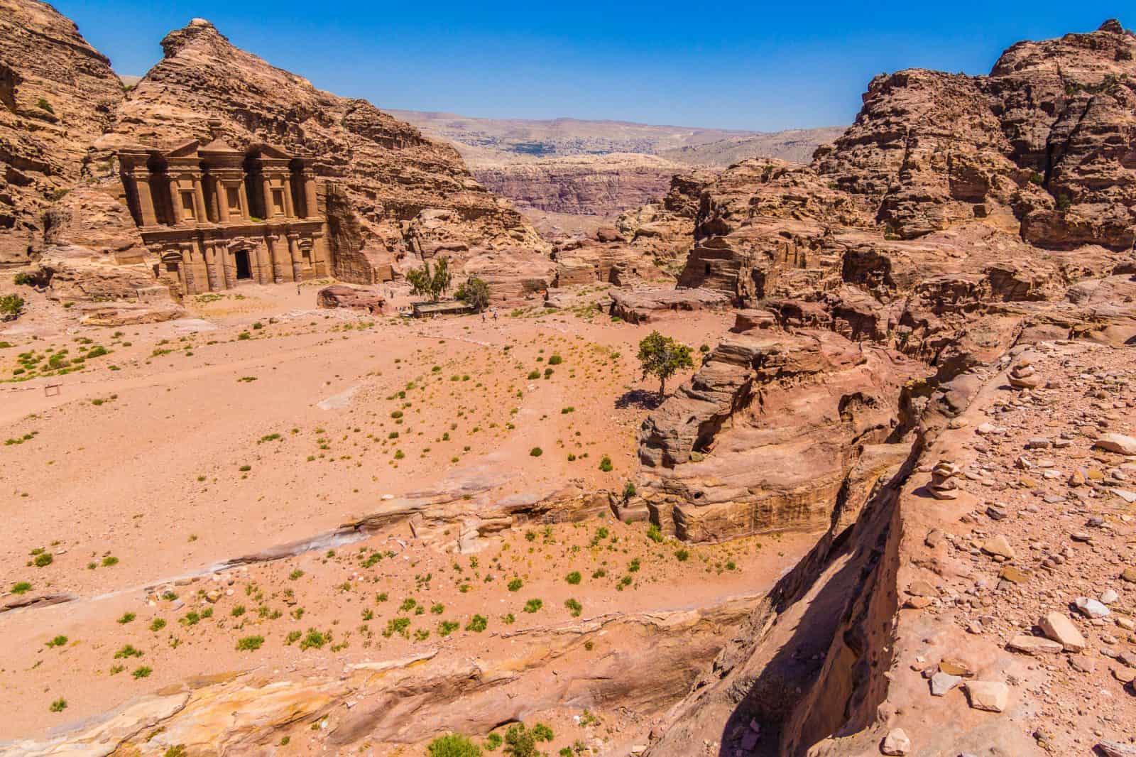 View of the Monastery from above, City of Petra, Jordan