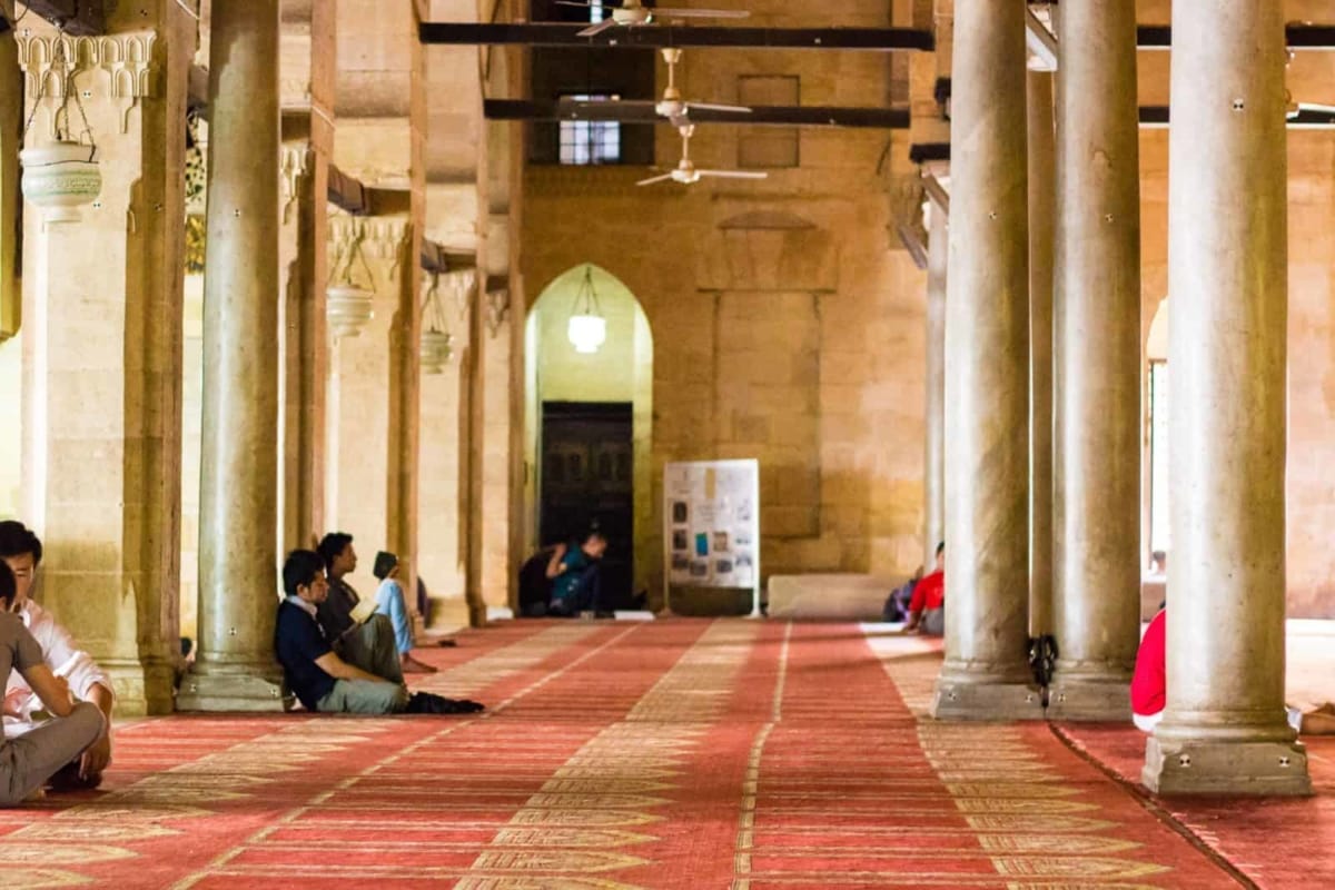 Inside Al-Hussein Mosque, Cairo, Egypt.