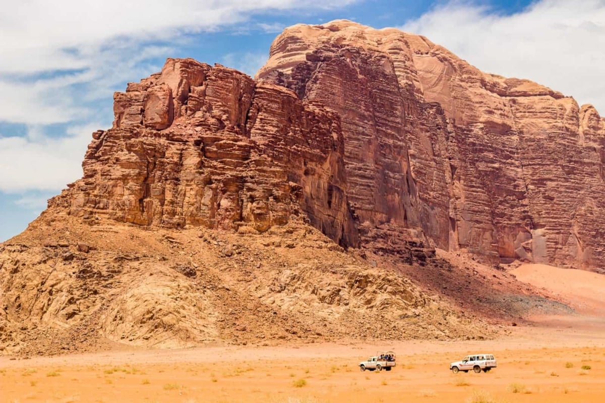 Jeeping in the Jordanian desert. Wadi Rum.