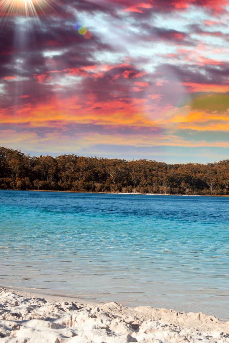 Beautiful waters of Lake McKenzie at dusk. Fraser Island, Australia.