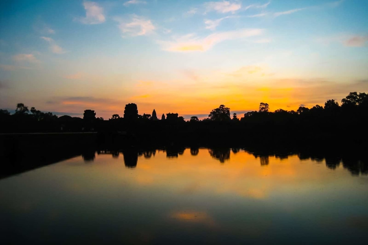 The famous sunrise at Angkor Wat.