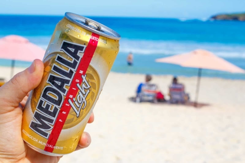 Medalla Light, the Puerto Rican drink of choice.