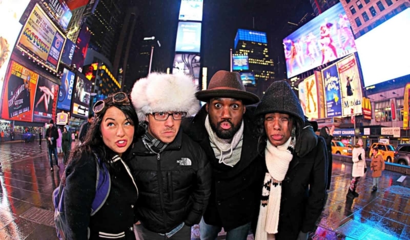 Freezing cold in Times Square with The Legendary Adventures of Anna and friends.