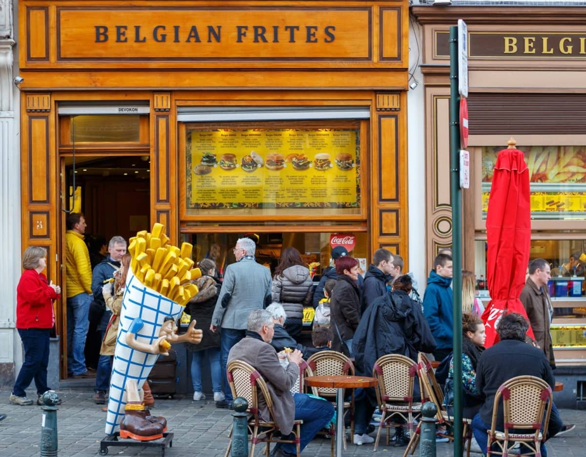 Belgian frites in downtown Brussels