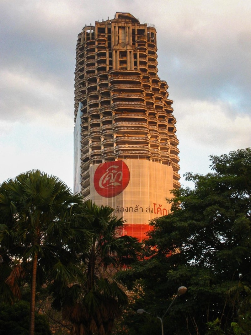 The 49-story "Ghost Tower" of Bangkok.