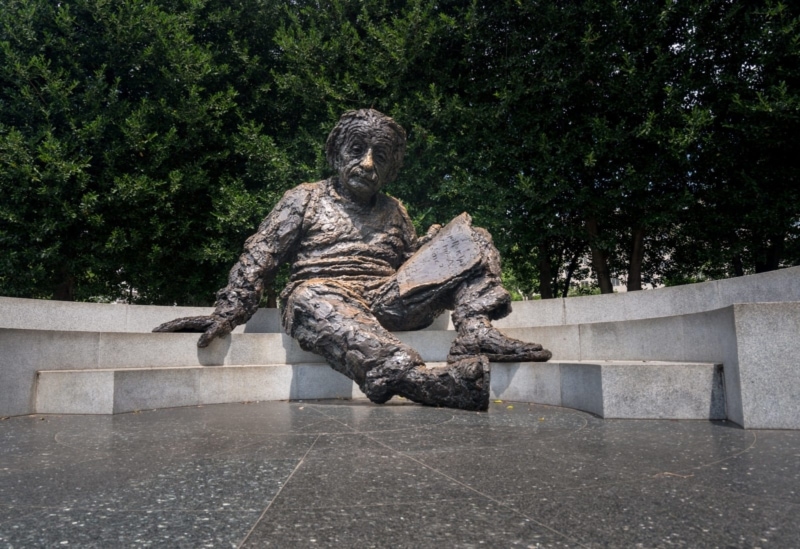 Checking out the Einstein Memorial on a driving tour through Washington, D.C. with Subaru