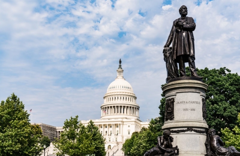The James A. Garfield Monument on a driving tour of Washington, D.C.'s monuments