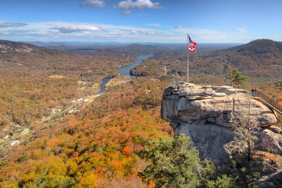 Make it to the top of the hike at Chimney Rock