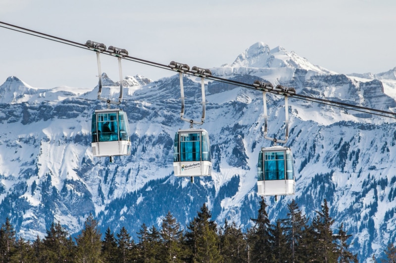 Gondolas and mountains in Switzerland