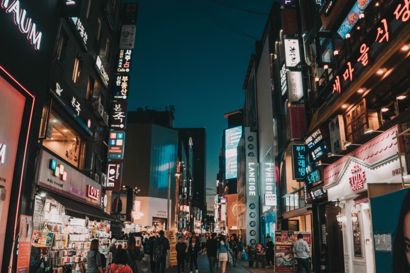 Streets of Seoul at night
