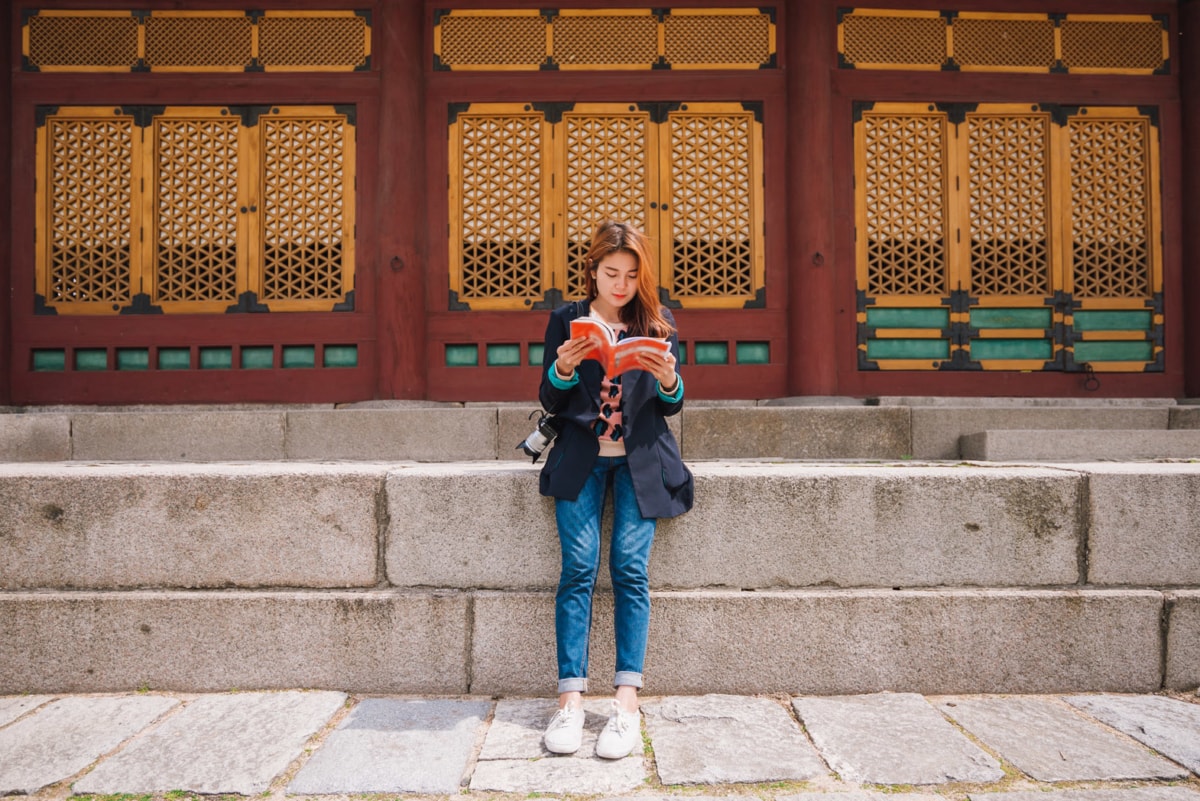 Woman reading in Korea