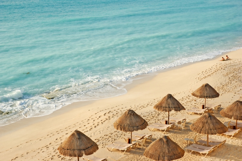 Cayman Islands with beach umbrellas