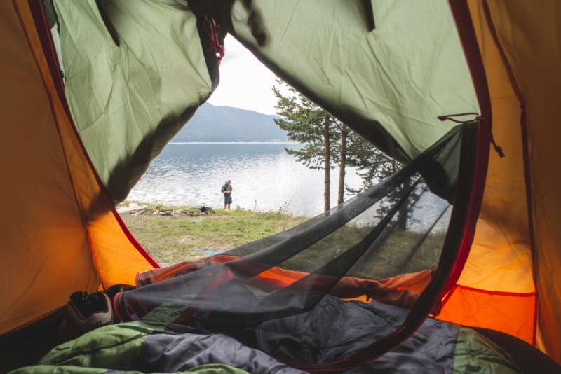 Lake view from inside one of the best backpacking tents