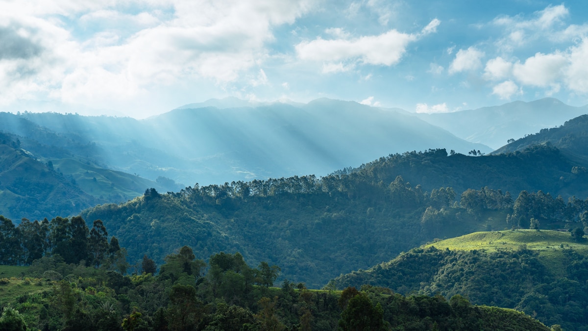 Sunlight over the mountains in Colombia