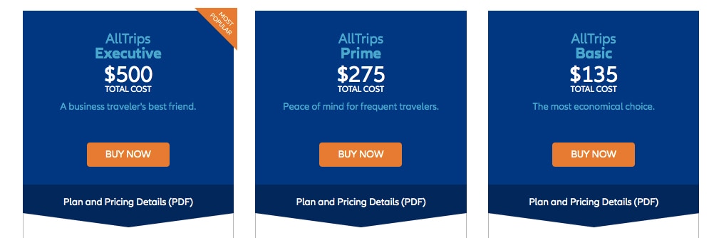 All Trips Costs for Allianz Travel Insurance