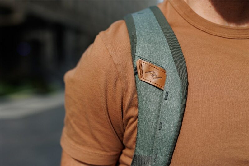 peak design travel backpack strap details