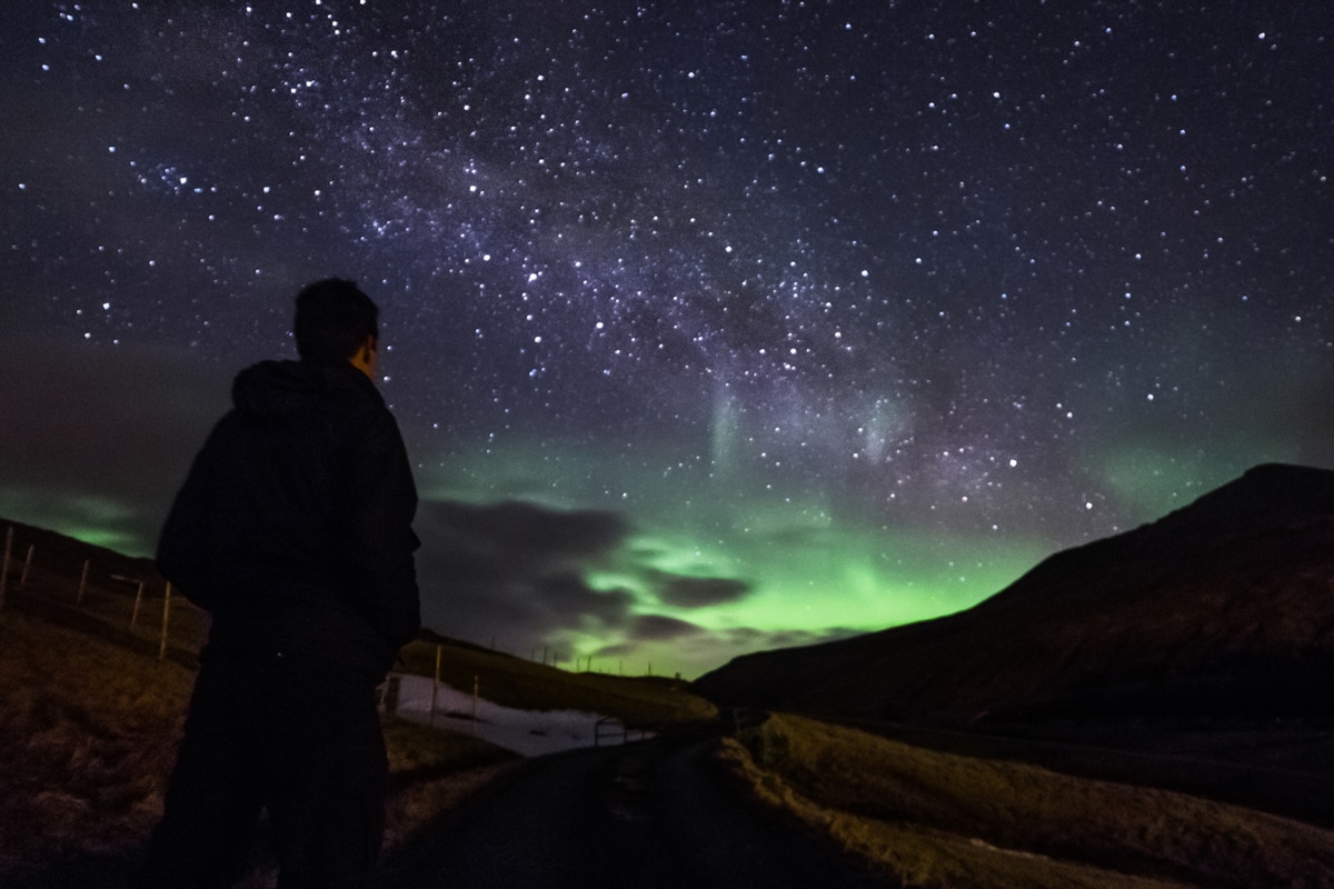 the Northern Lights in the Faroe Islands, Denmark