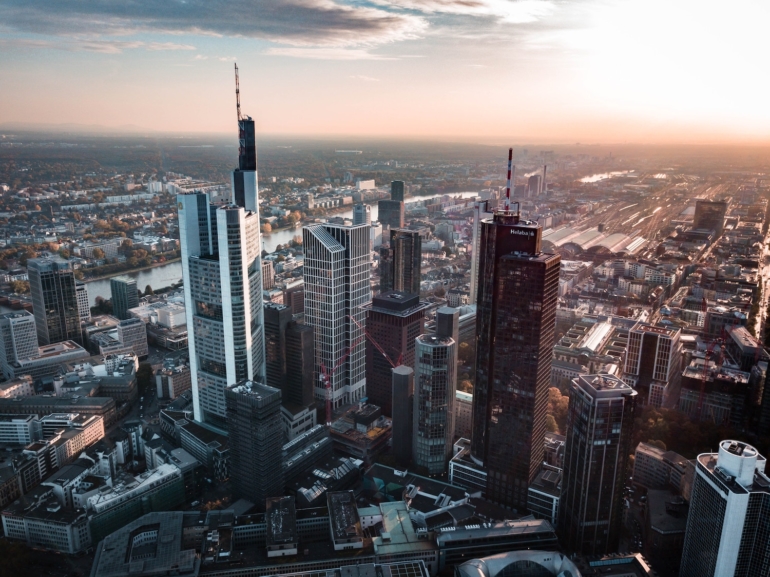 city skyline in Frankfurt, Germany