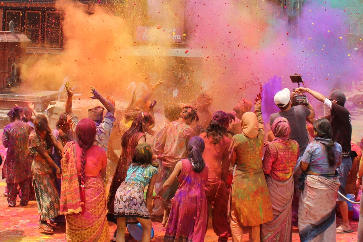 People celebrating Holi in India