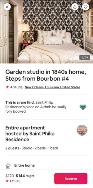 Airbnb search listing