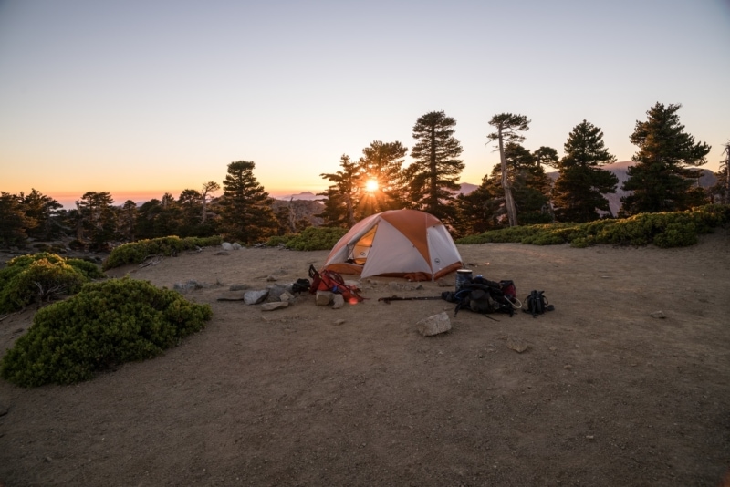 Campers enjoying a tent set up
