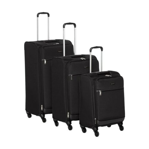AmazonBasics 3 Piece Softside Spinner Suitcase Set